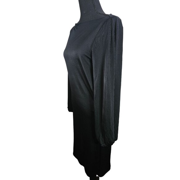 Ralph Lauren Black Label Silk Blend Black Sheath Dress Women Size Medium - Picture 4 of 12